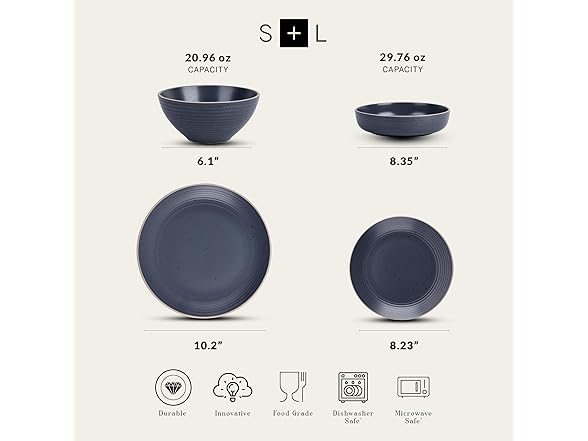 Stone Lain 32Pc Dinnerware Set, Charcoal