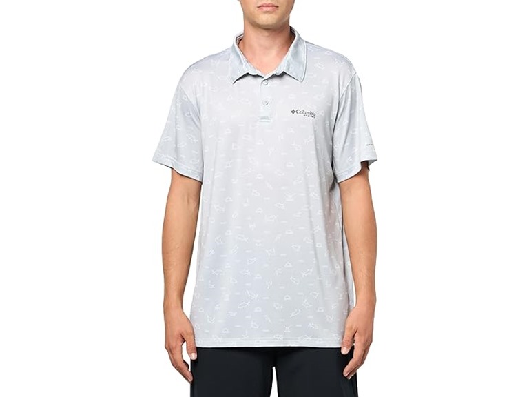 Columbia Men's Super Slack Tide Stretch Polo, Cool Grey Deepdivers, Small