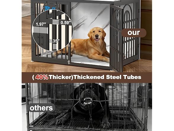 Tiovo 43 Inch Antique Walnut Dog Crate