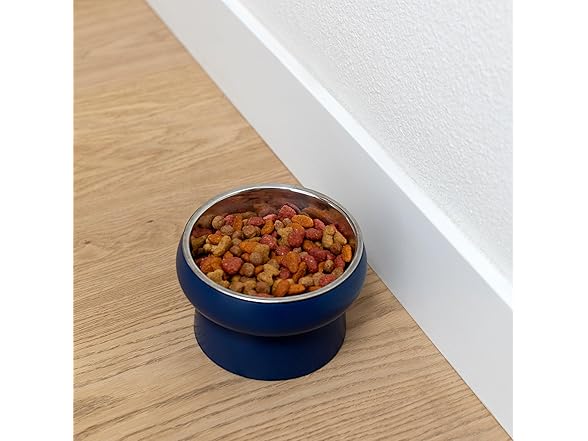Fringe Studio Matte Speckled Navy Small Raised Feeder
