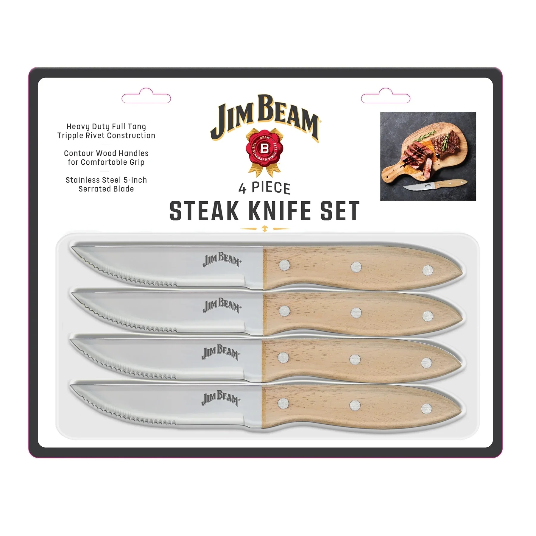 Jim Beam 4 Piece Steak Knife Set - Gallery 10