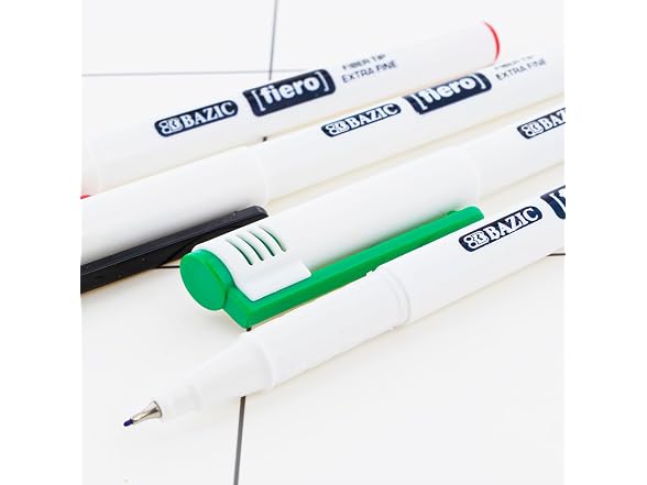 BAZIC Fiero Assorted Color Fiber Tip Fineliner Pen (3/Pack)