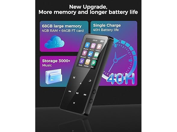 Cappsu 68GB MP3 Player w/ Bluetooth