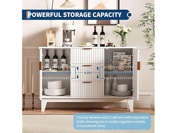 CuisinSmart 47.2" Fluted Buffet Cabinet