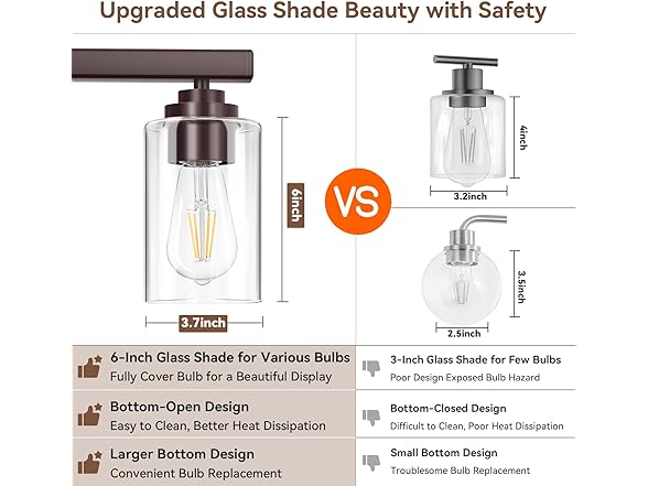 3-Light Bathroom Light Fixtures, 19" Modern, Brown