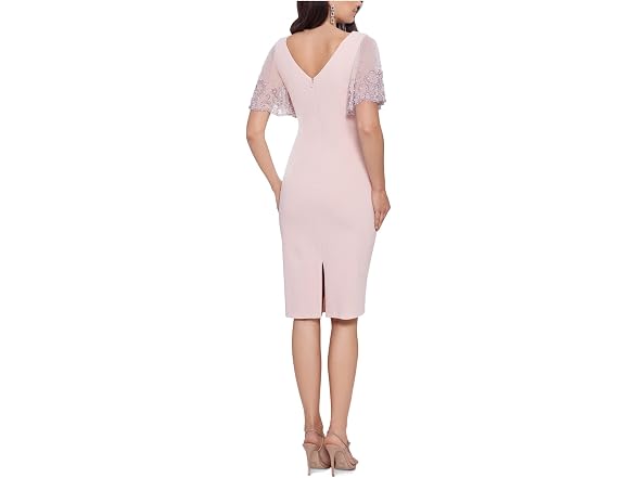 Betsy & Adam Women (6) Short Ruched Crepe Sleeve