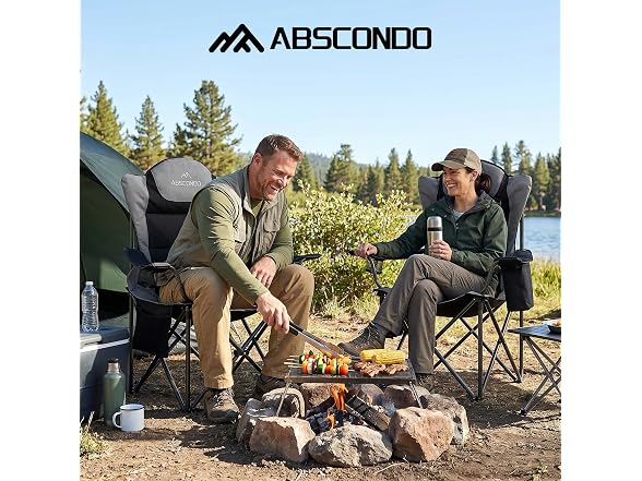 ABSCONDO 2 Pack Grey/Black Camping Chairs