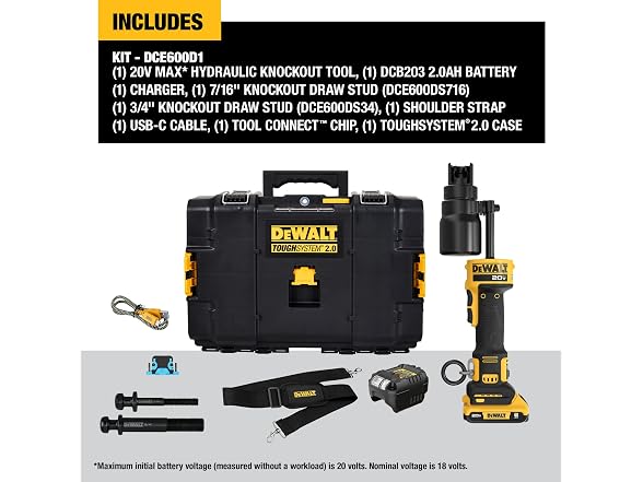 DeWalt DCE600D1 20V MAX Hydraulic Knockout Tool Kit