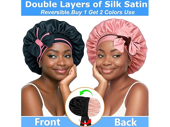 Atgdluk Atgdluk® Reversible Silk Bonnet for Slee