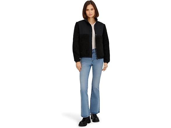 Billabong Womens Full Zip Sherpa Mixed Nylon Jacket