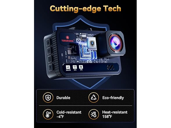 TERUNSOUl 4K Dash Cam Front and Rear