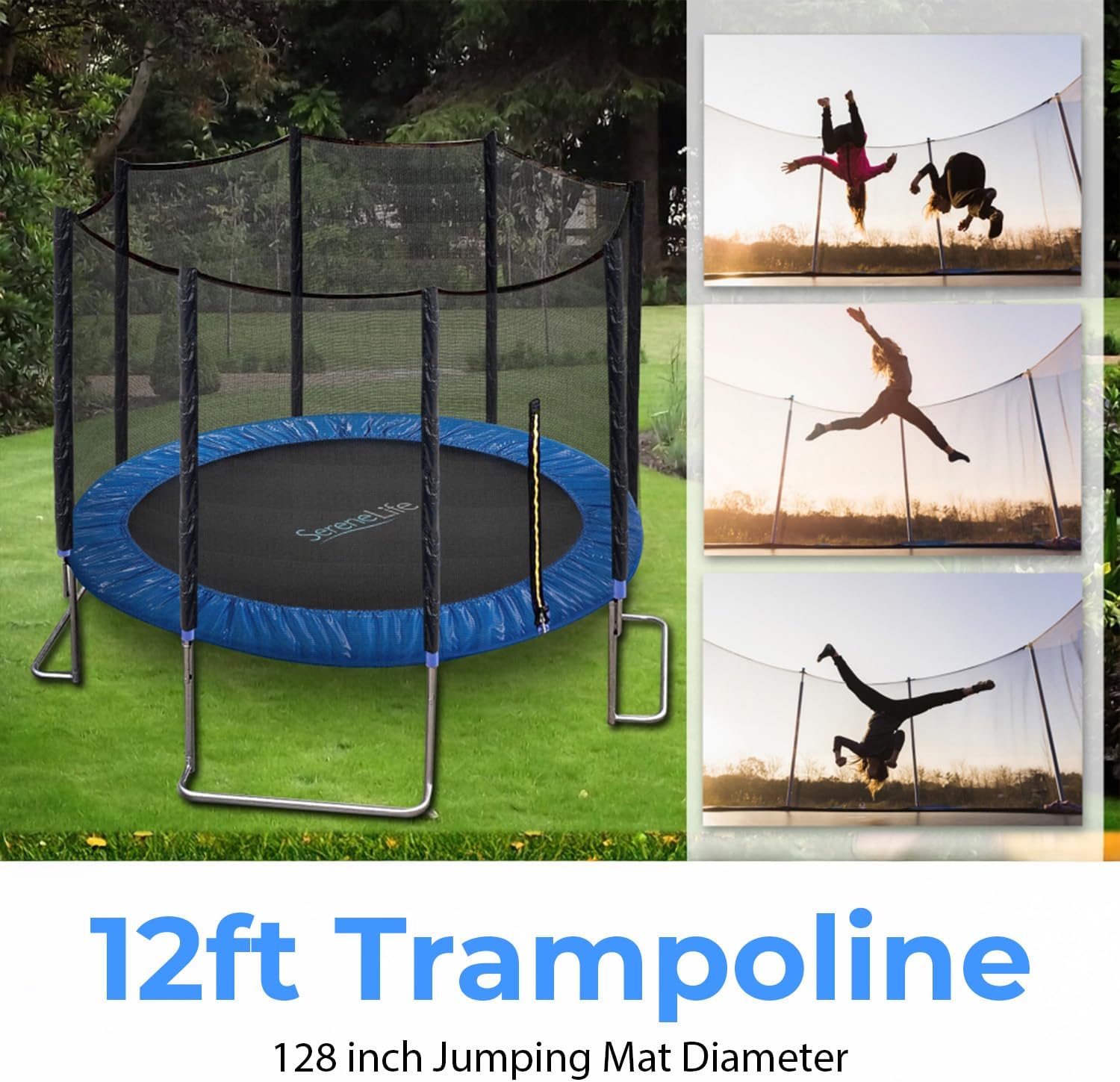 SereneLife 12FT Heavy-Duty Backyard Trampoline - Gallery 12