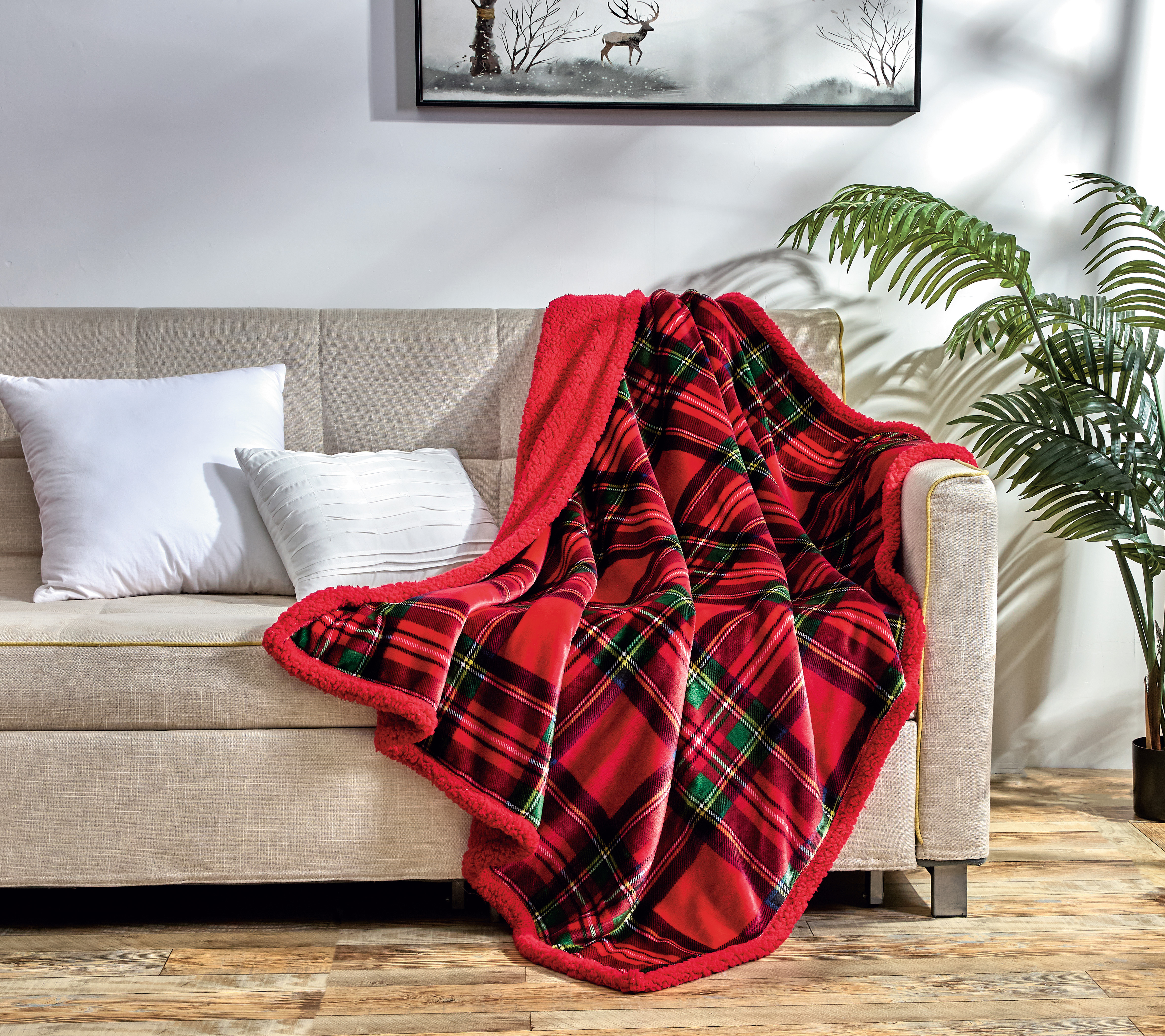 Green Red Plaid Throws - Gallery 6