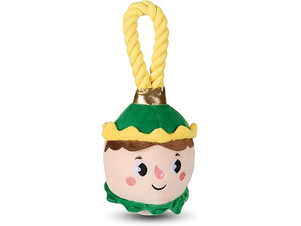 Bow Wow Pet Elf Ornament Rope Plush Dog Chew Toy