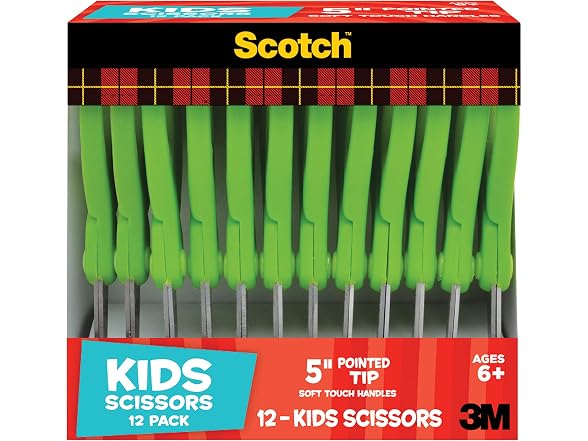 Scotch 5-Inch Soft Touch Pointed Kid Scissors