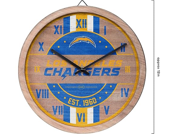 LOS ANGELES CHARGERS Barrel Wall Clock