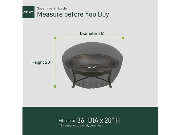 AWNIC 36"D x 20"H Round Fire Pit Cover  - Gallery 2