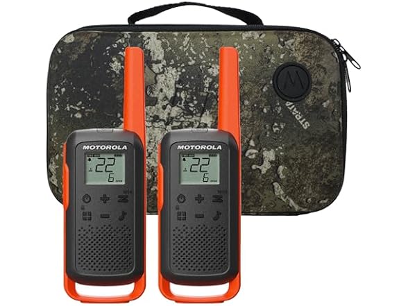Motorola Talkabout T275 Two-Way Radios (2-Pack) – 25 Mile Range, Rechargeable, Outdoor walkie Talkie, NOAA Weather Alerts, VOX, Earpieces & Case – Survival Ready for Bug Out Bags & Emergency Prep (Open Box)