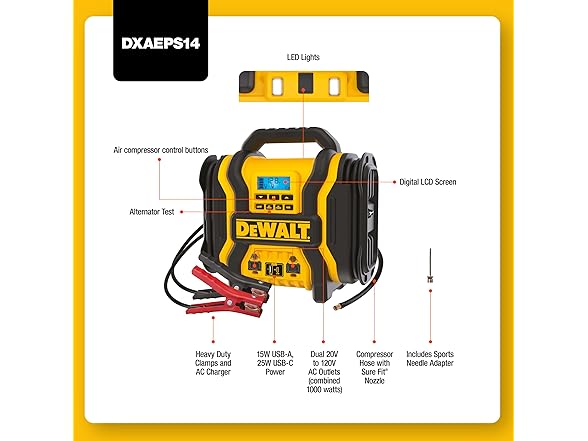 DEWALT DXAEPS14 2000 Peak Amp 12V A Power Station
