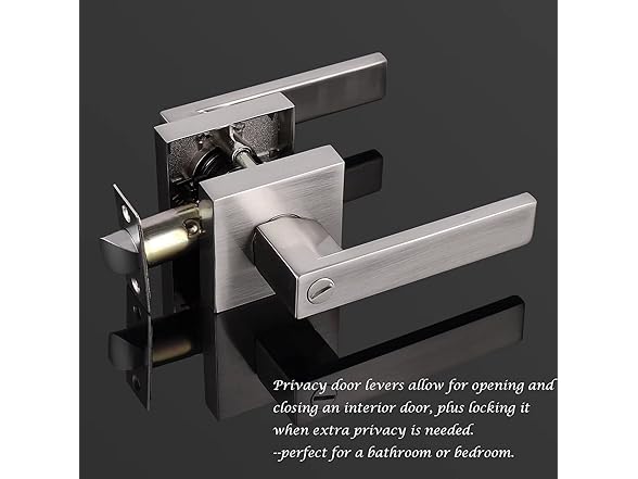 Probrico 6 Pack 6 Pack Square Privacy Door Levers Satin Nick