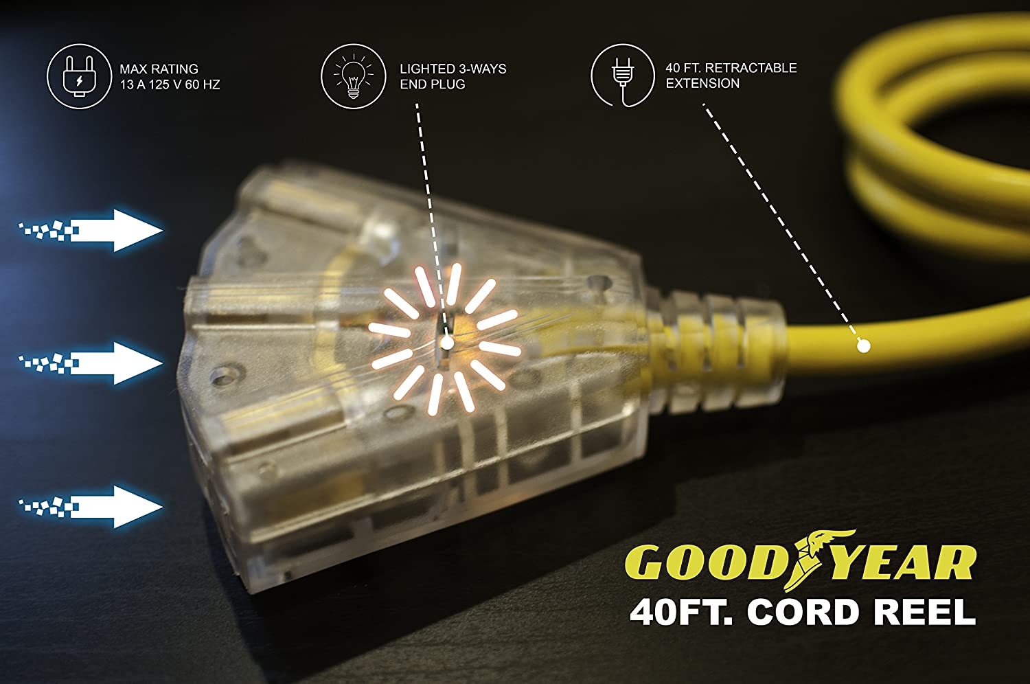 Goodyear Heavy Duty Cord Reel 40' 12AWG - Gallery 11