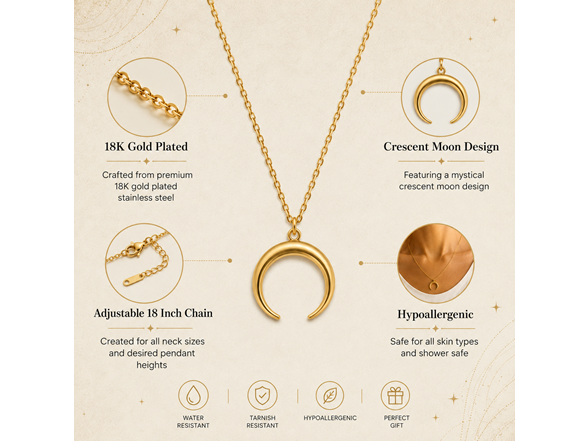 18K Gold Plated Crescent Moon Necklace