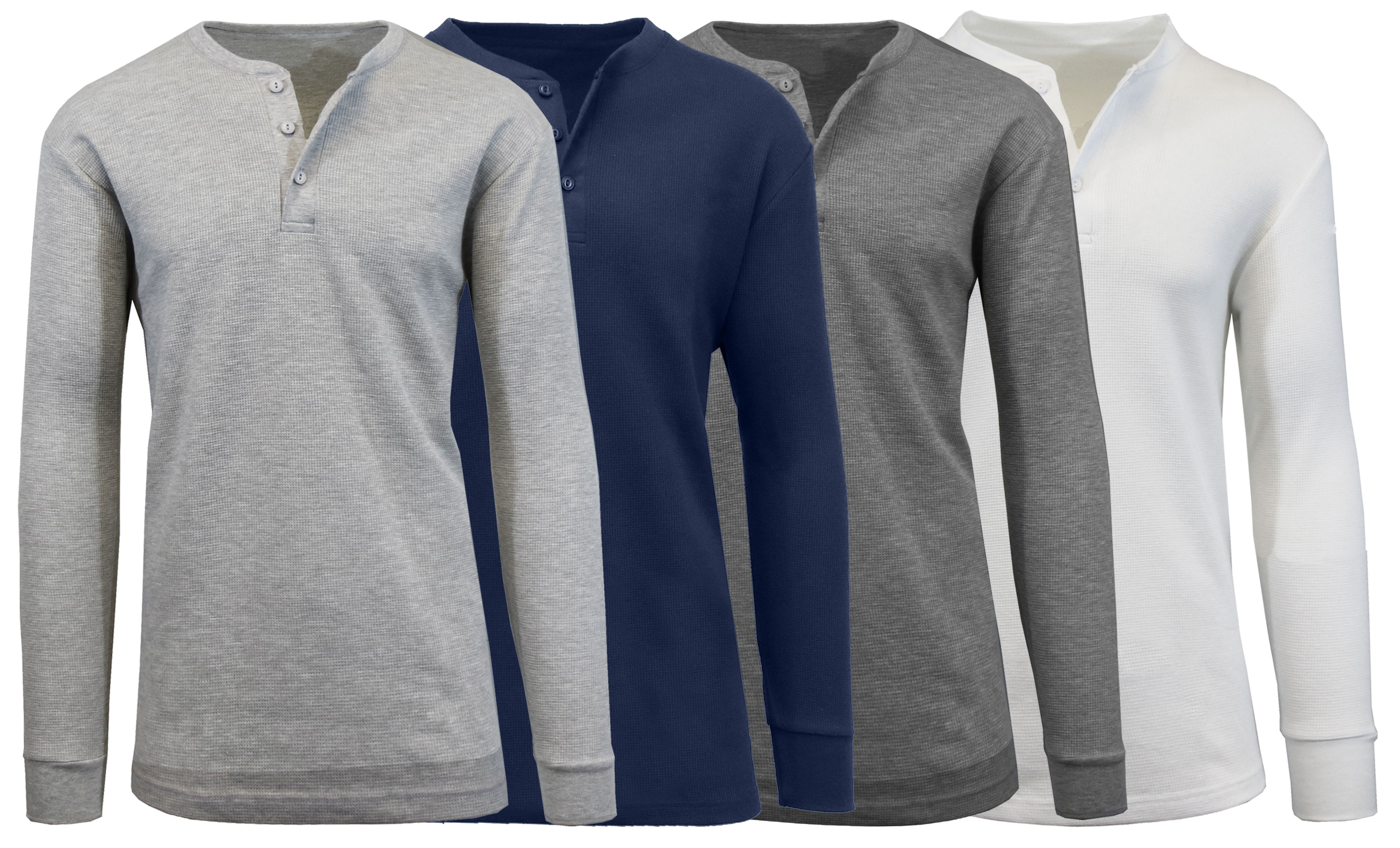4Pk Mens Waffle-Knit Henley Thermal - Gallery 13