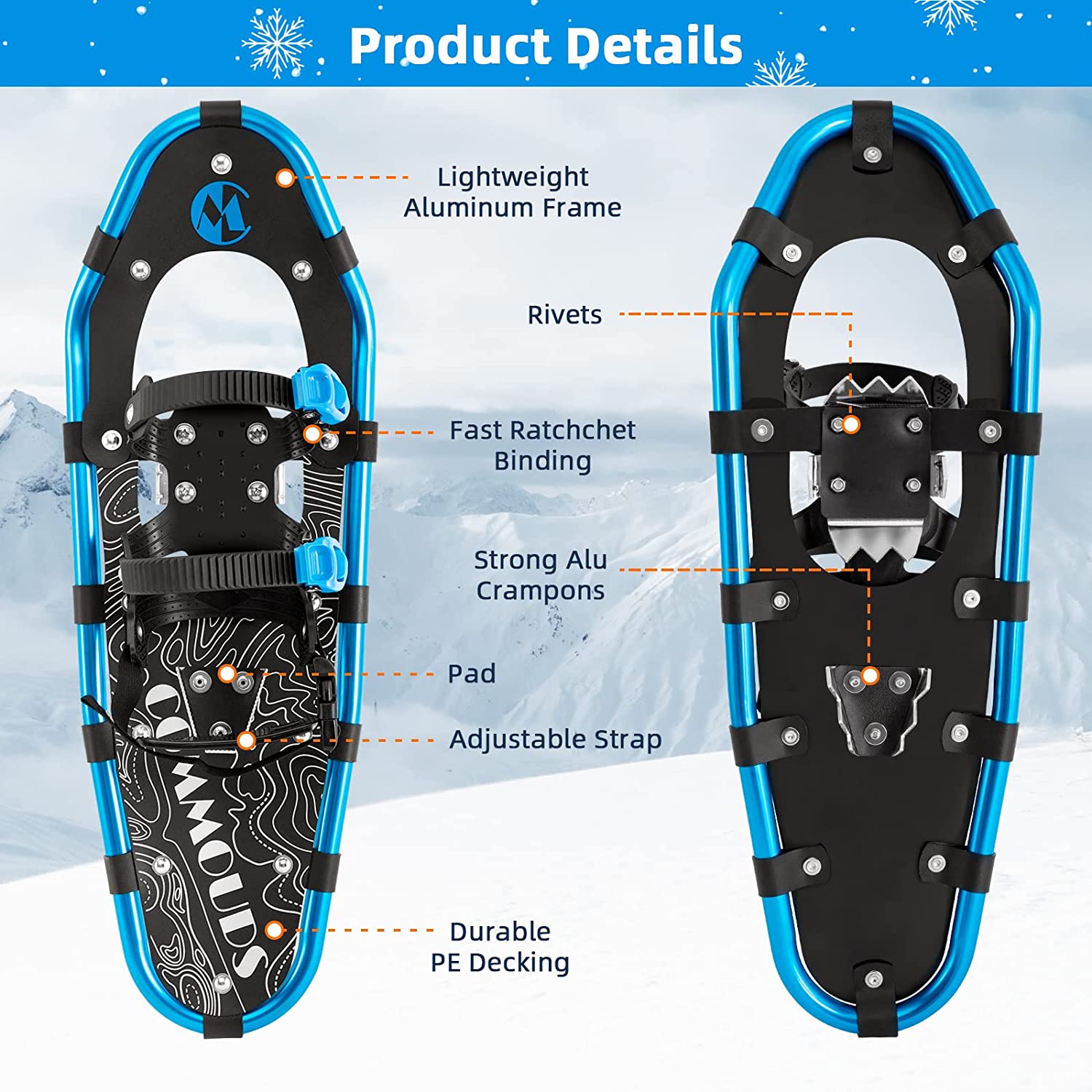COMMOUDS Lightweight Snow Shoes for Men - Gallery 22