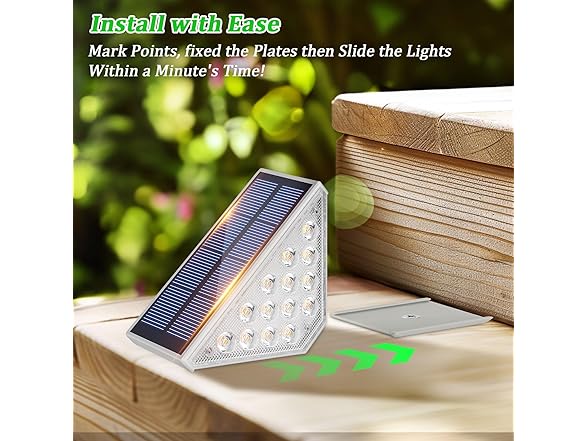 Bosceos 8-Pack Solar Stair Lights Outdoor Waterproof