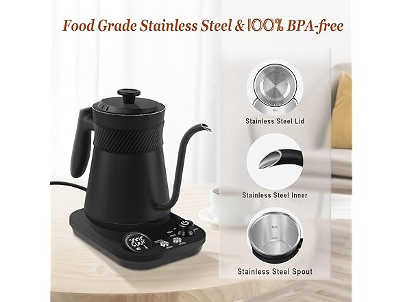 Secura Gooseneck Kettle 0.8L Black