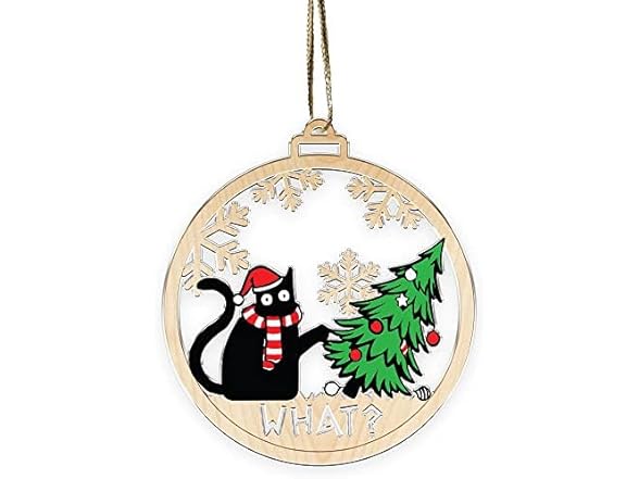 Donawings Black Cat What? Ornament