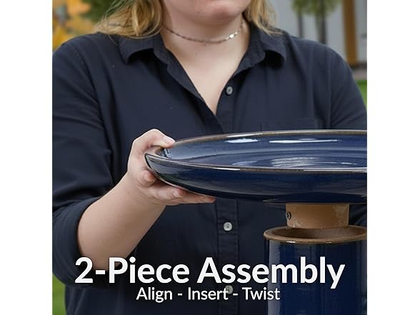 Sunnydaze 21" H Ceramic Bird Bath Midnight Blue