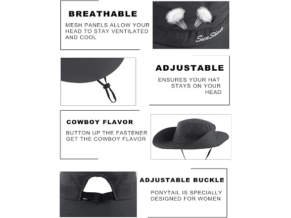 Quebear Women (OS) Ponytail Sun Hat Outdoor UV Cap