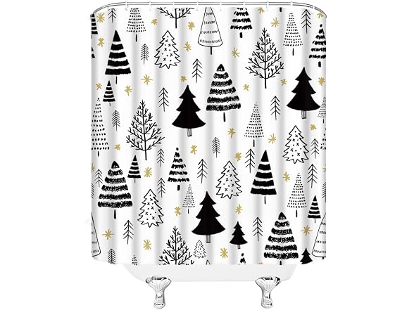GCTNBJL Christmas Shower Curtain Black White