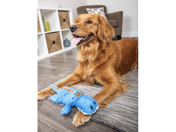 goDog Gators Squeaky Plush Dog Toy with Chew
