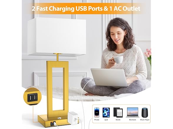 Kondras 22’’ Touch Control Table Lamps Set of 2, Gold