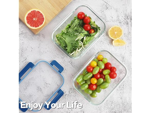 HOMBERKING 8pk 36oz Deep Blue Glass Food Containers