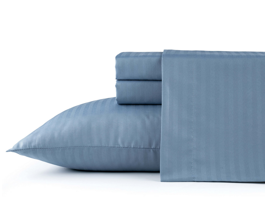 Bibb Home 1500 Series Damask Stripe 4 Piece Sheet Set - Gallery 24