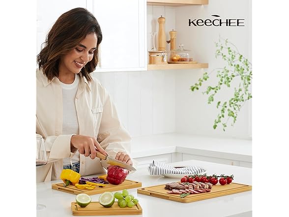 Wood Cutting Board for Kitchen - 3 Pack