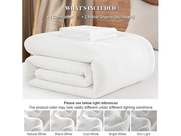 PHF White Cotton Muslin Comforter Set King