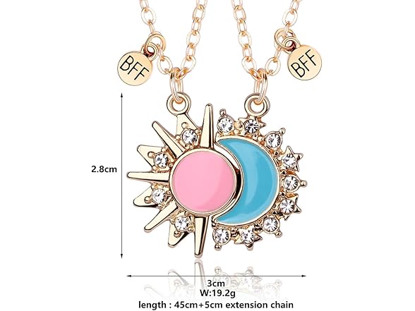 Celestial Sun Moon Friendship Necklace