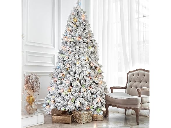 MARCOLOR 6FT Flocked Christmas Tree