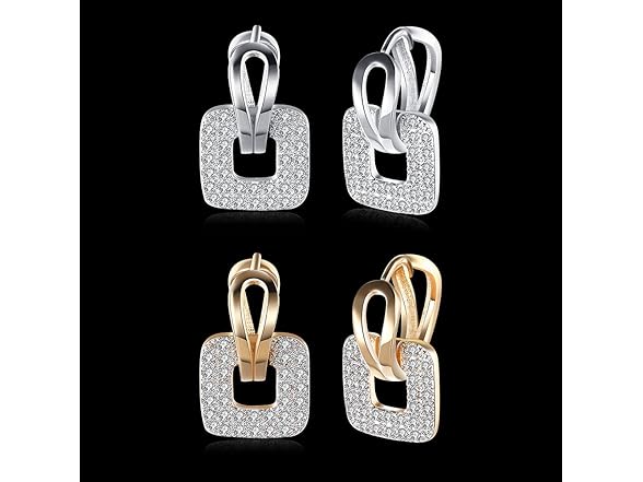 GSLAOZ 14K White Gold Plated CZ Hoop 