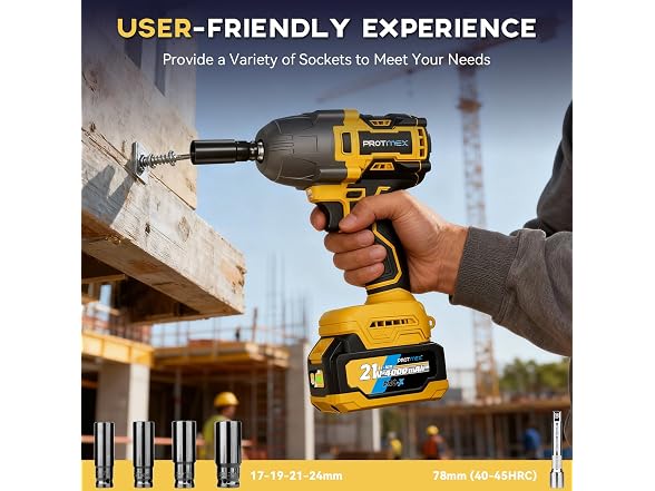 Protmex 900Ft-lbs Cordless Impact Wrench