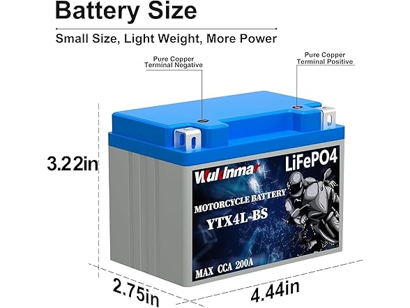 Wuldnmar Lithium Battery YTX4L-BS 2Ah