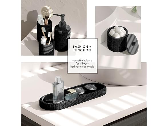 Clara Clark Bathroom Set - Black Bathroom Accessories Set