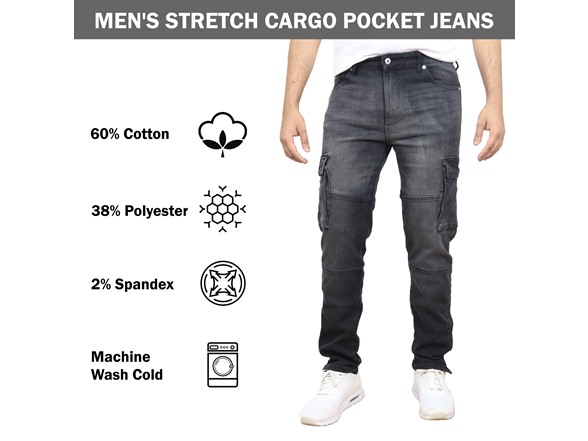2Pk Asst Mens Stretch Cargo Jeans