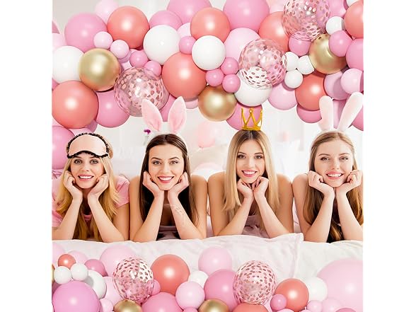140Pcs Rose Gold Pink Balloons Garland Arch Kit