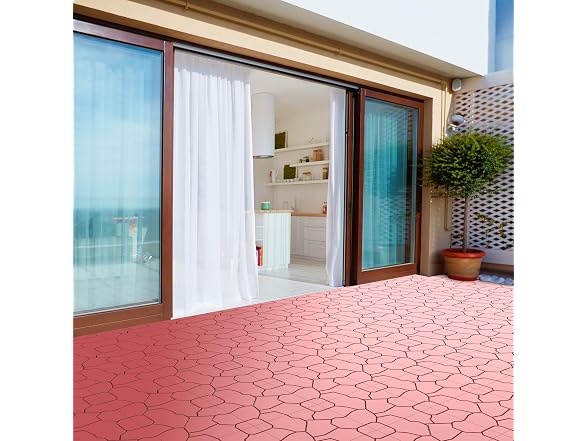 Pure Garden Deck Tiles 6-Pack Brick Red