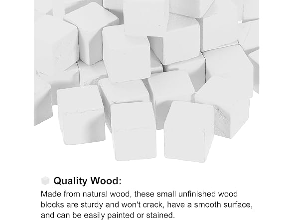 uxcell 50Pcs Wood Blocks for Crafts, 13/16
